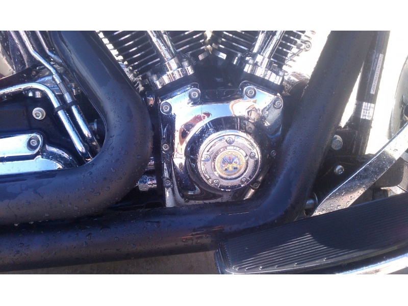 Exhaust with Army emblem visible